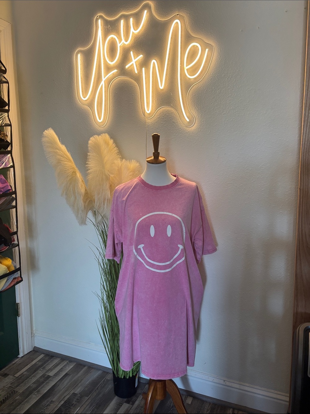 easel Pink Striped Tee Top